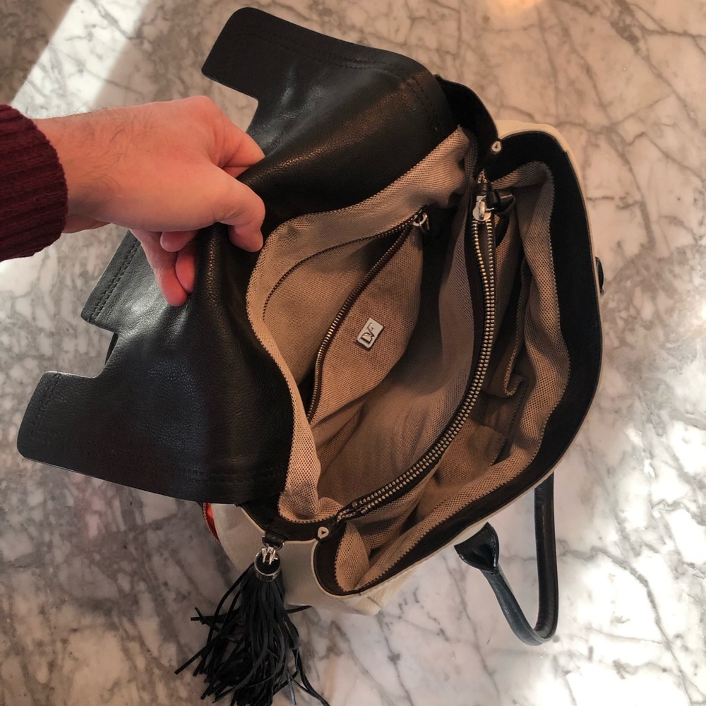 DVF “Harper Laurel” Canvas Leather Shoulder Bag - Picture 3 of 3